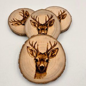 Set of 4 Lasered Engraved Deer Coasters